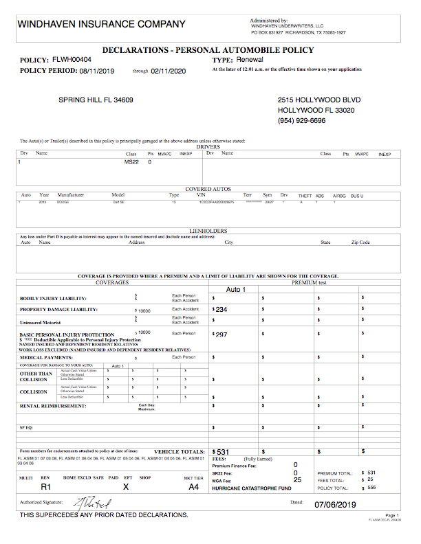 Wh Dec Sample Flinsco Com Auto Home Business Insurance Quotes